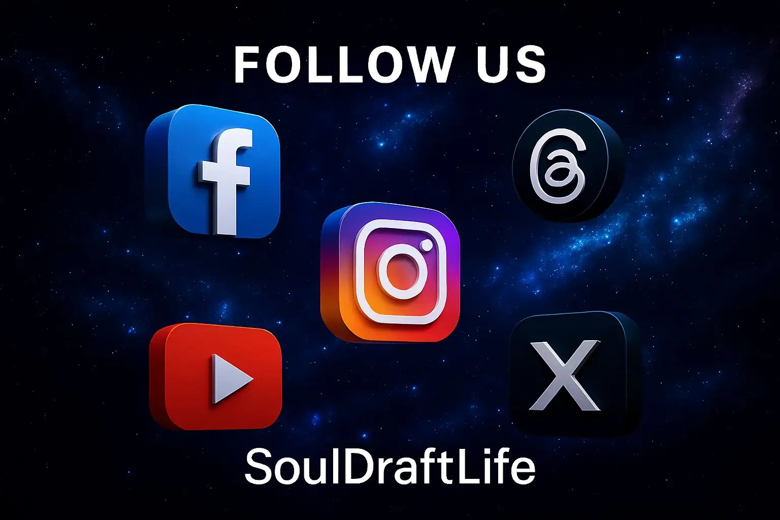 Social media icons on a warm background — link to the SoulDraftLife social media page.